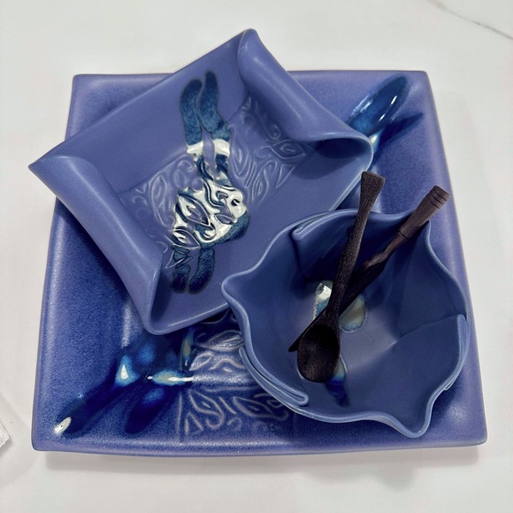 Hilborn Pottery, Three Piece Set with spoon and knife. - Picture 1 of 6